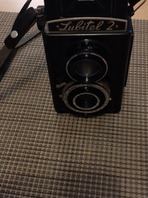 Lubitel 2 camera used with leather case