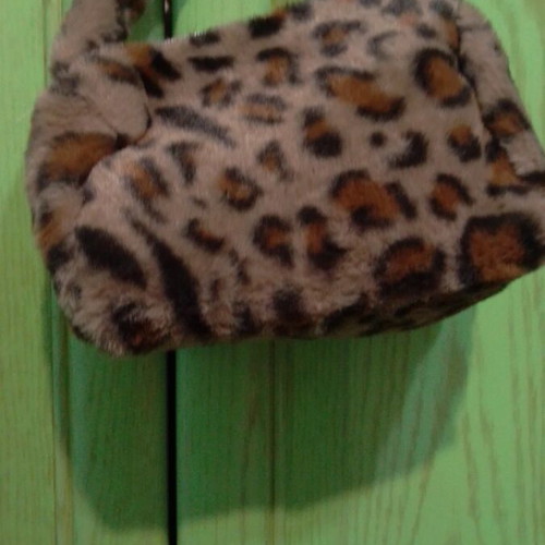 Women's handbag brown leopard faux fur new