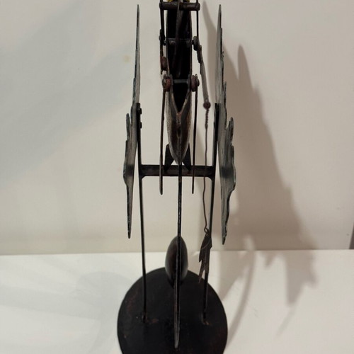 Vintage style folk art pendulum with fisherman in boat used