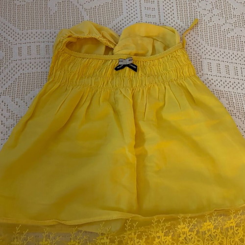 Imperial Yellow Strapless Women's Blouse S Made in Italy Silk Cotton