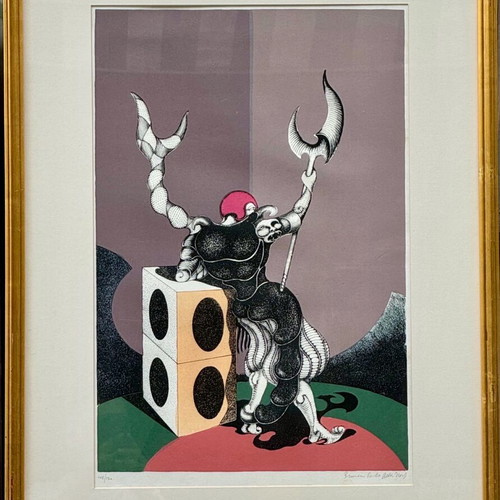 Francesco Nonni silk screen printing like new, numbered 108/120, frame 64x86