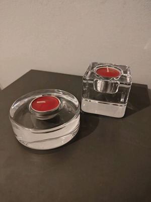 Orrefors Puck series candlesticks like new, crystal