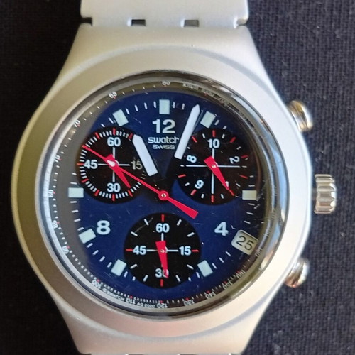 Swatch watch with aluminum case and bracelet like new