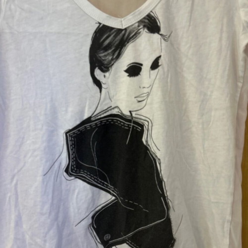 Toi&Moi cotton short-sleeve blouse like new, black and white, size S