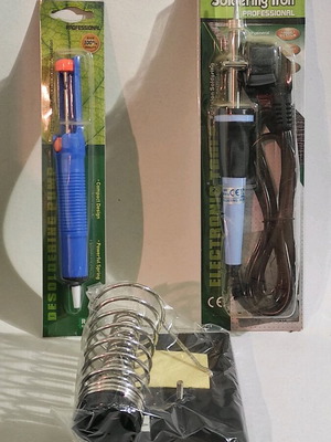Electronic set with 30W soldering iron, support base and suction pump new