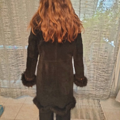 Black Anonima coat with fur and studs like new, size Medium