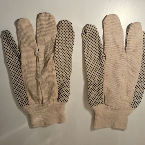 Men's fabric work gloves with anti-slip PVC dots new, size L/XL