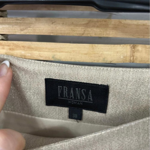 Fransa Woman beige midi skirt with lace detail, size 38