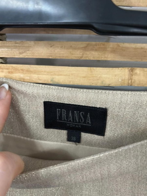 Fransa Woman beige midi skirt with lace detail, size 38