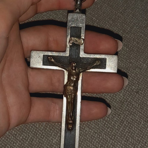 Pectoral Crucifix used, 19th-20th century metal and ebony