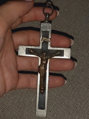 Pectoral Crucifix used, 19th-20th century metal and ebony