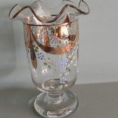 Beykoz Vase from Sultan's Glassworks like new, hand-painted vintage