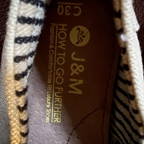 J&M canvas slip-ons size 30 like new, beige casual shoes for boys