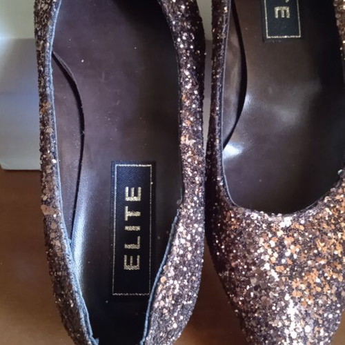 Elite flat shoes size 38 brown synthetic glitter like new