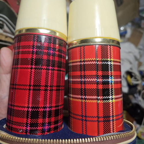 Thermos pair vintage set in vinyl case used