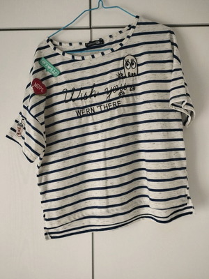 Striped top like new, size S, white and blue