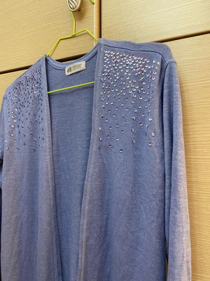 H&M Kids Cardigan Blue Embroidered with Sequins Like New, Size 11-12