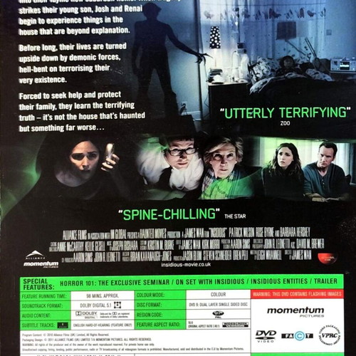 Insidious DVD used horror movie with English subtitles