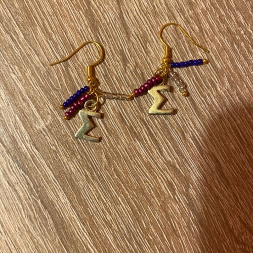 Handmade earrings Sigma with gold and purple shades