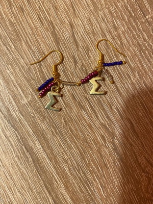 Handmade earrings Sigma with gold and purple shades