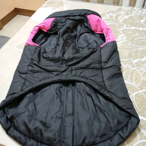 Dog waterproof jacket like new, black with pink