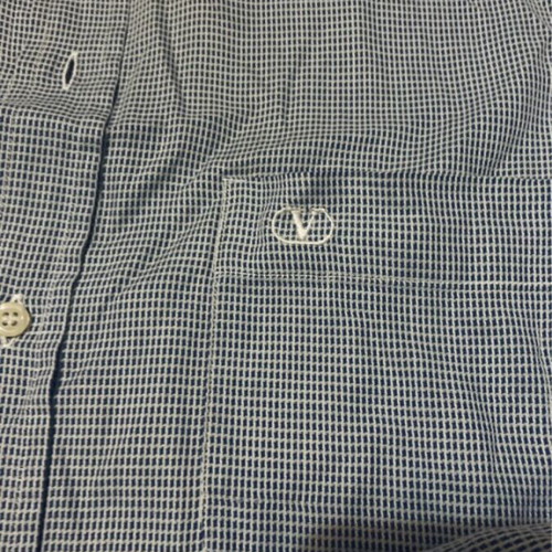 Valentino Uomo vintage shirt used, cotton, size L-XL, blue and gray