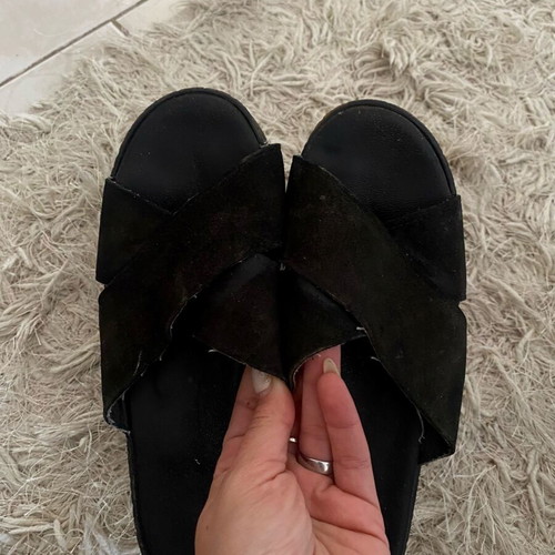 Black Suede Platform Mules like new, size 37