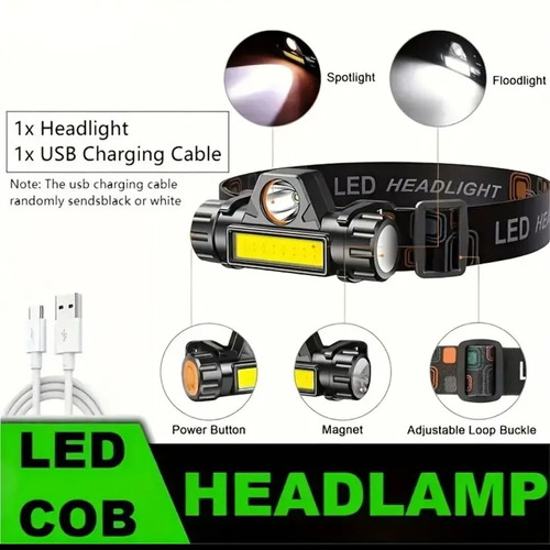 Rechargeable Headlamp with 1200mAh Battery and Side Magnet new