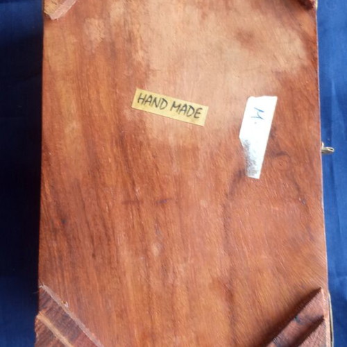 Wooden jewelry box vintage handmade, used, rosewood with brass details