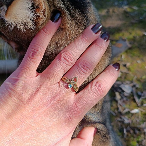 Brass ring with moonstone and adjustable size