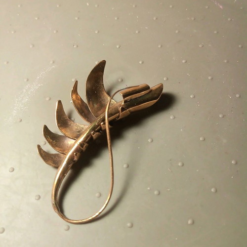 Bronze handmade brooch with organic design made to order