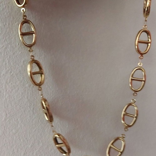 Necklace "θ" new, gold color, stainless steel