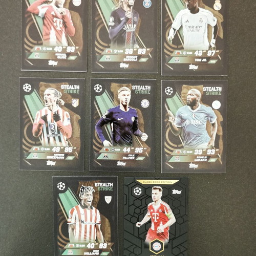 Topps Match Attax 2025/26 collectible lot with Stealth Strike and Black Edge Edition