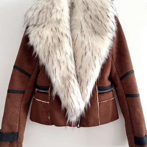 Jacket with detachable fur brown Soft Touch like new, size M/L