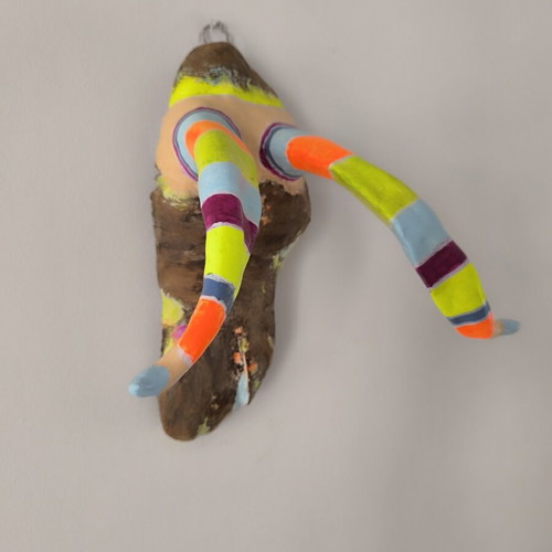 Handmade Wall Sculpture Bull Horns like new, clay and wood