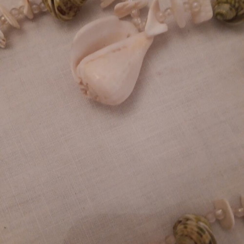Long necklace made of shells like new, beige and brown