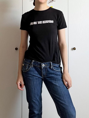 Y2K T-shirt Pull & Bear used, black, size XS