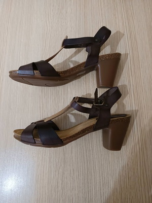 Nikolas leather sandals new, brown and gold, size 41