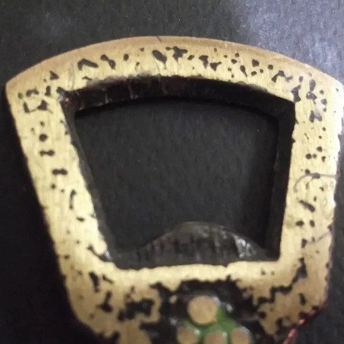 Vintage Israeli Bottle Opener brass with enamel used, 1960s