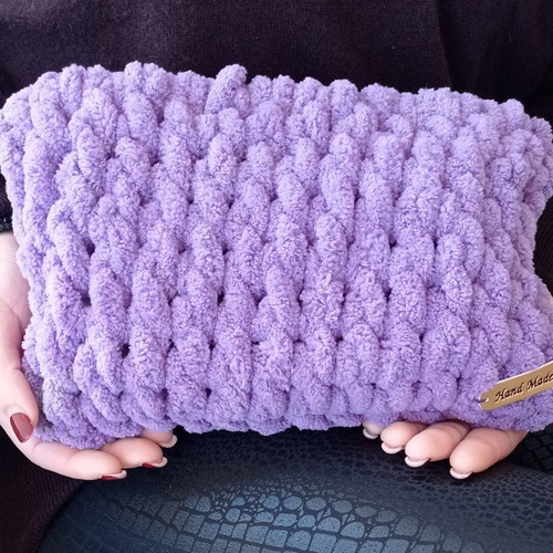 Handmade Puffy Alize Cosmetic Bag 100% Hypoallergenic Purple