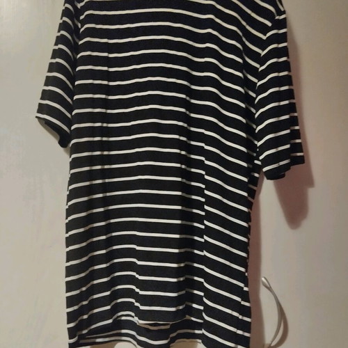 Striped men's short sleeve shirt size L like new black and white