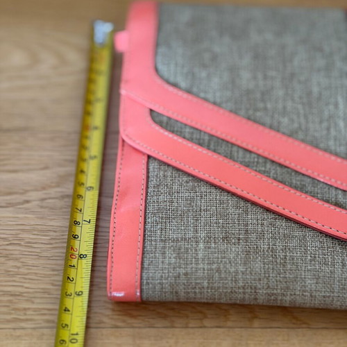 Clutch bag summer, new, linen-like material, orange and beige