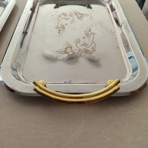 Serving trays, set of 2, chrome plated, different sizes