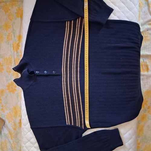 Men's pullover sweater size L, blue and beige