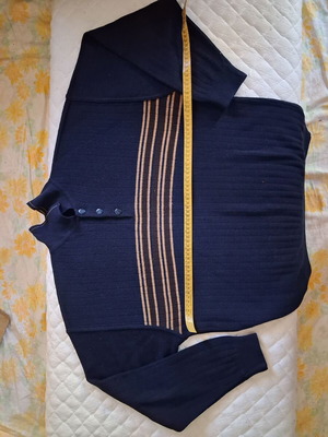 Men's pullover sweater size L, blue and beige