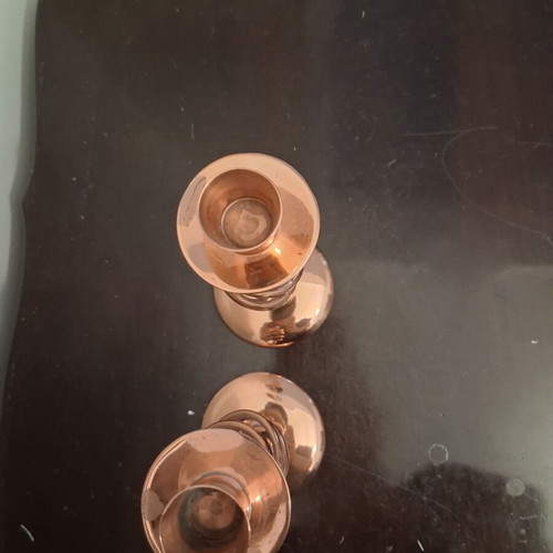 Copper candlesticks used, set of 2, 18 cm height, Royal Sable