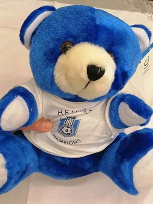 EPO Blue and White Plush Bear with Official Licensed Product Tag