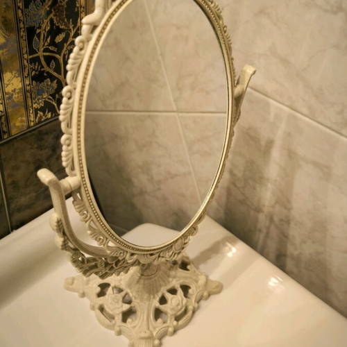 Makeup mirror new, tabletop with two sides and rotating