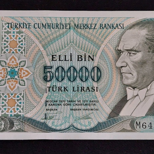 50,000 TL banknote from Turkey new