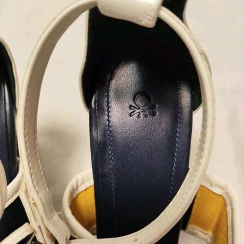 Benetton leather heels navy and white, as-new, size 37